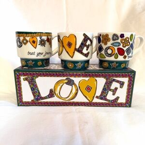 Brighton Love-Themed Mug Set with Yellow and Blue Accents